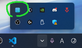 システムトレイにアイコンが表示された状態